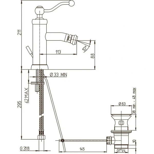 Фото Смеситель для биде рычажный paini duomo 88f3306km