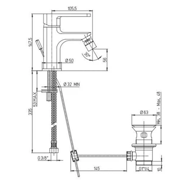 Фото Смеситель для биде рычажный paini ovo 86cr3062skm