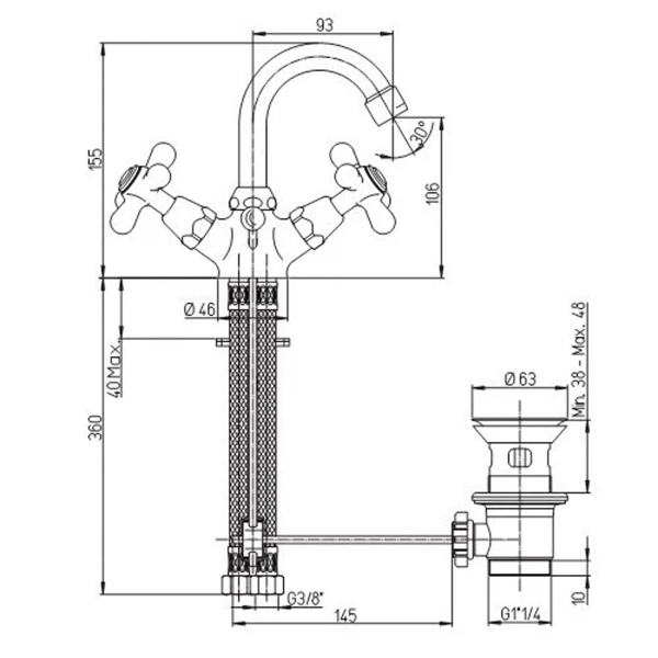 Фото Смеситель для биде рычажный paini liberty 17f3251km