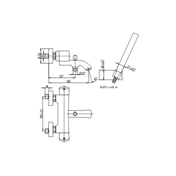 Фото Смеситель для ванны вентильный paini lady с термостатом и акс 89cr105thkm