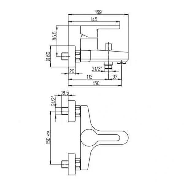 Фото Смеситель для ванны рычажный paini arena 92cr111