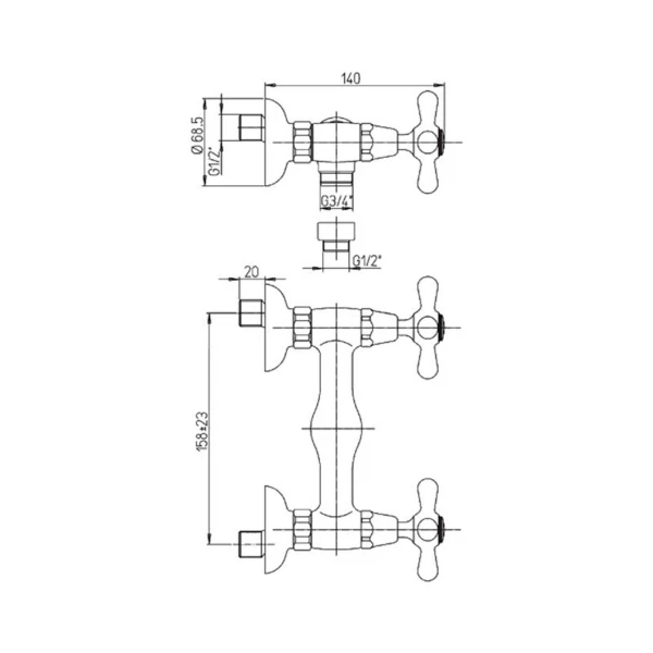 Фото Смеситель для душа вентильный paini liberty 17f3511km