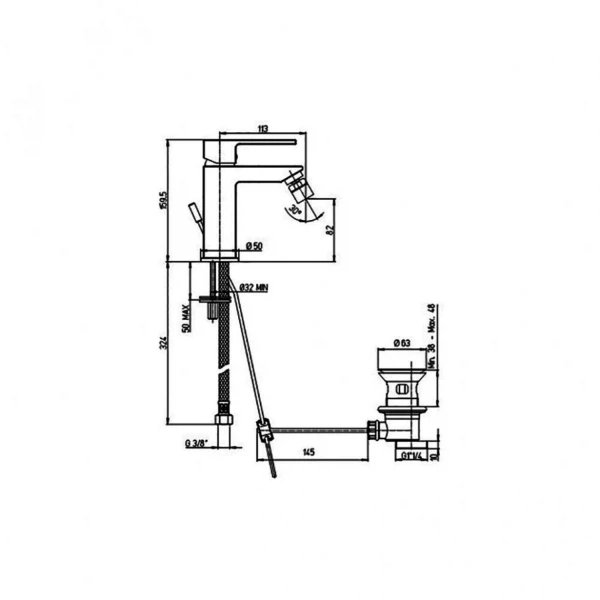 Фото Смеситель для биде рычажный paini dax 84cr306rkm