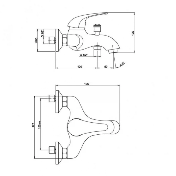 Фото Смеситель для ванны рычажный paini smile с акс 39cr105km