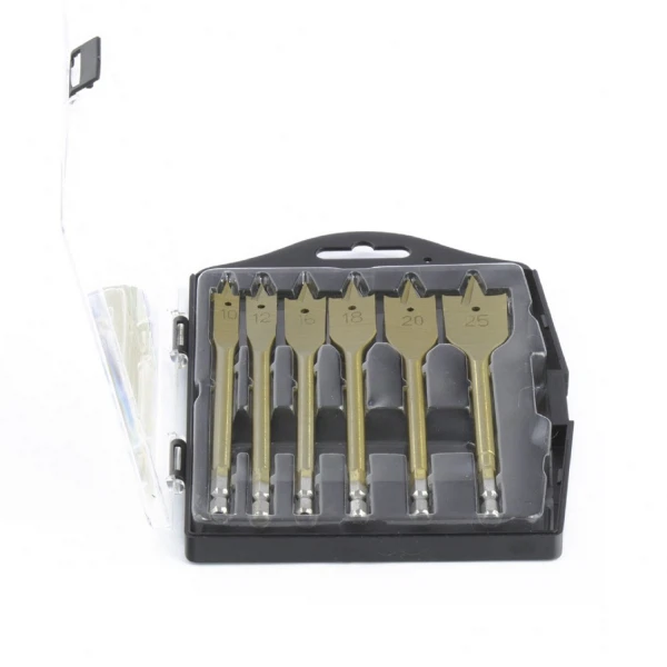 

набор сверл перовых по дереву,10-12-16-18-20-25 мм,6 шт,пластик.кейс, matrix 70445