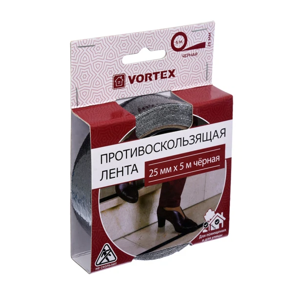 Лента противоскользящая 25мм*5м vortex черная
