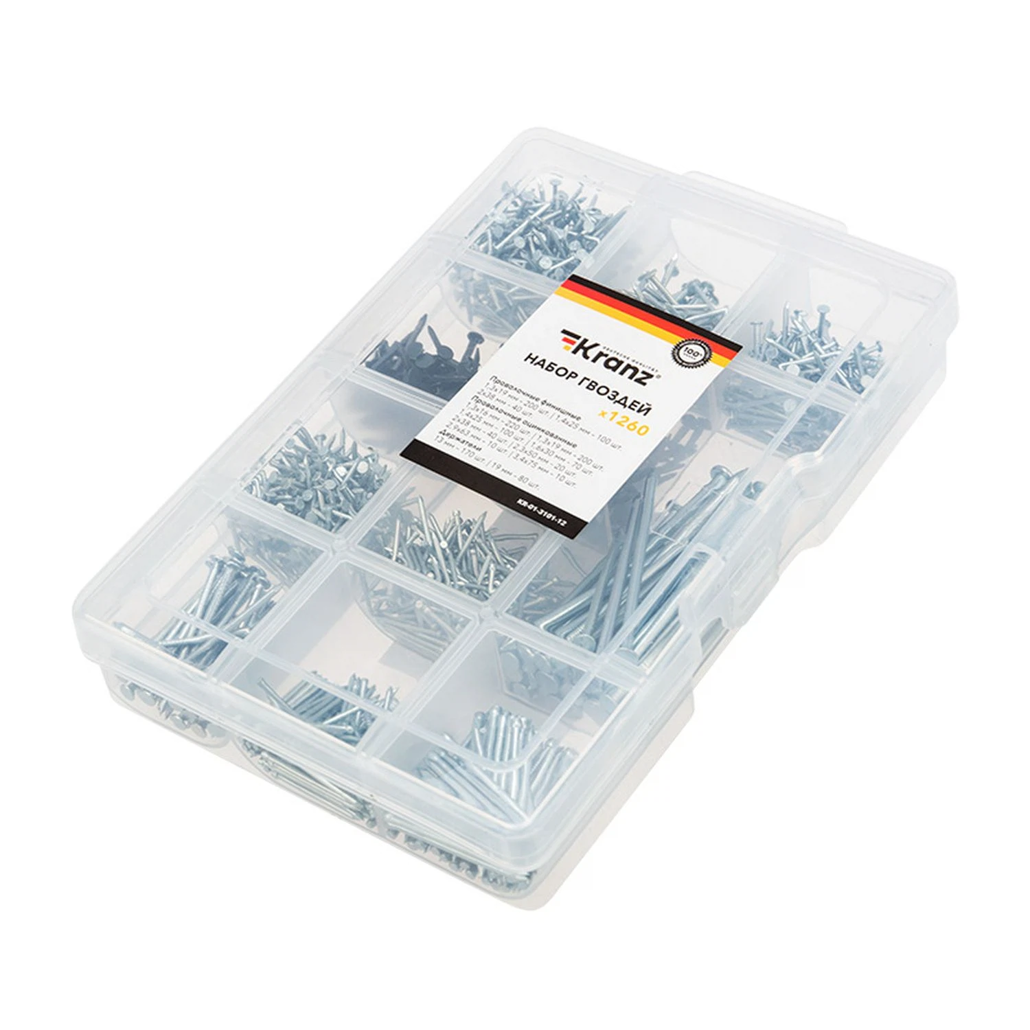 Изображение товара Набор гвоздей 1260 шт Kranz KR-01-3101-12 для металла