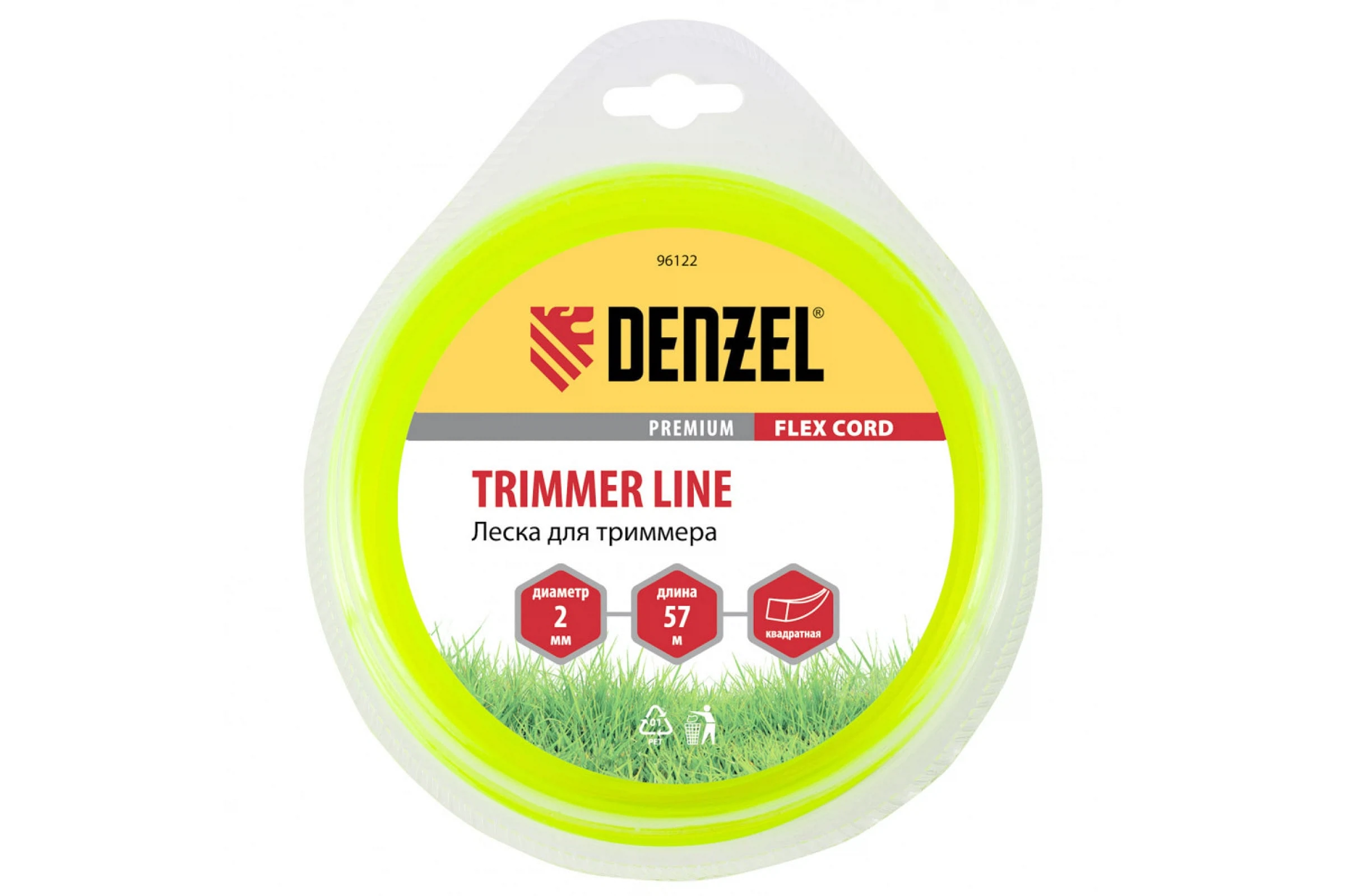 Изображение товара Леска для триммера FLEX CORD 2,0 мм 57 м DENZEL 96122