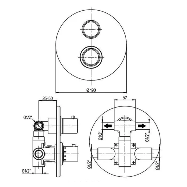 Фото Смеситель для ванны с термостатом paini cox встраиваемый 78cr691th