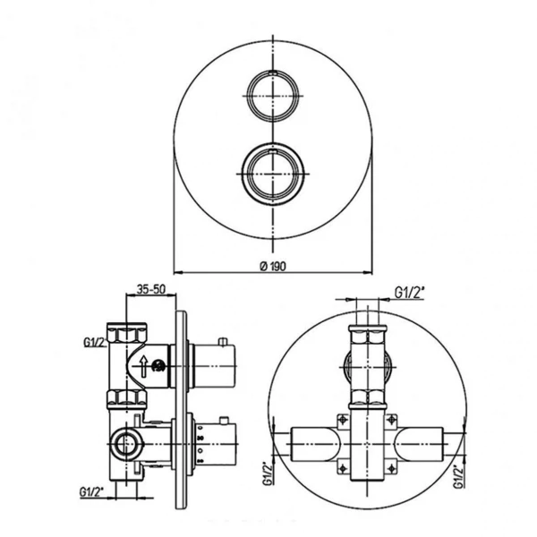 Фото Смеситель для душа вентильный paini cox встраиваемый с термостатом 78pz690th