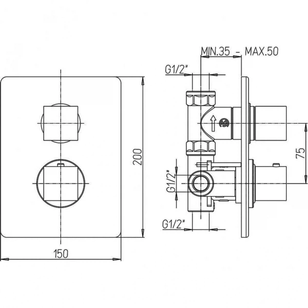 Фото Смеситель для душа рычажный paini dax встраиваемый с термостатом 84pz690th