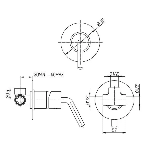 Фото Смеситель для душа рычажный paini pixel встраиваемый 81cr690new