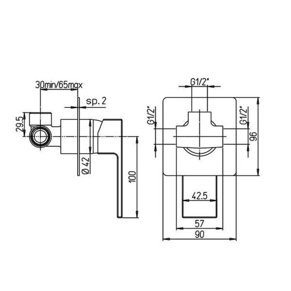 Фото Смеситель для душа рычажный paini dax встраиваемый 84cr690