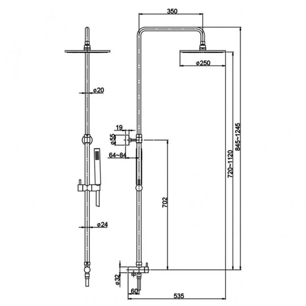 

душевая стойка paini rst4 50cr191art2p3