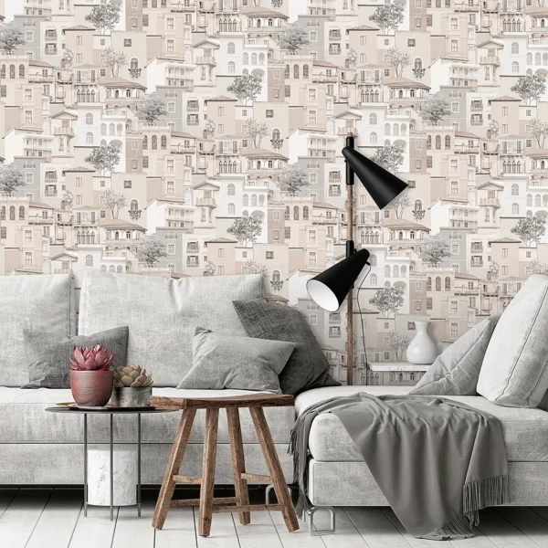 Фото Обои 1082-08п пермские обои городок бумага 0,53*10,05м города бежевый