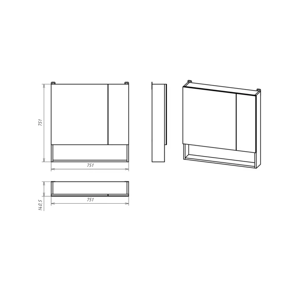 Фото Зеркало-шкаф misty дунай 75 с полкой п-дун04075-01