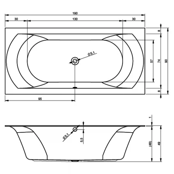 Фото Ванна акриловая riho linares 190x90 b143001005
