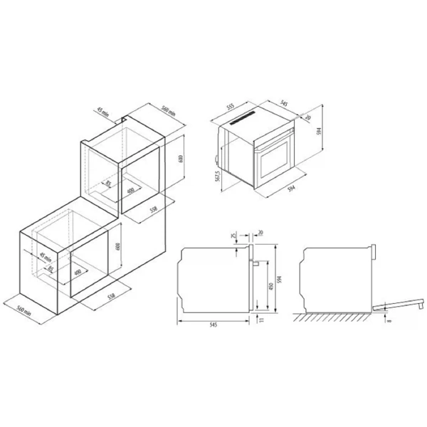 духовой шкаф linea 60 bl krona ка-00001223