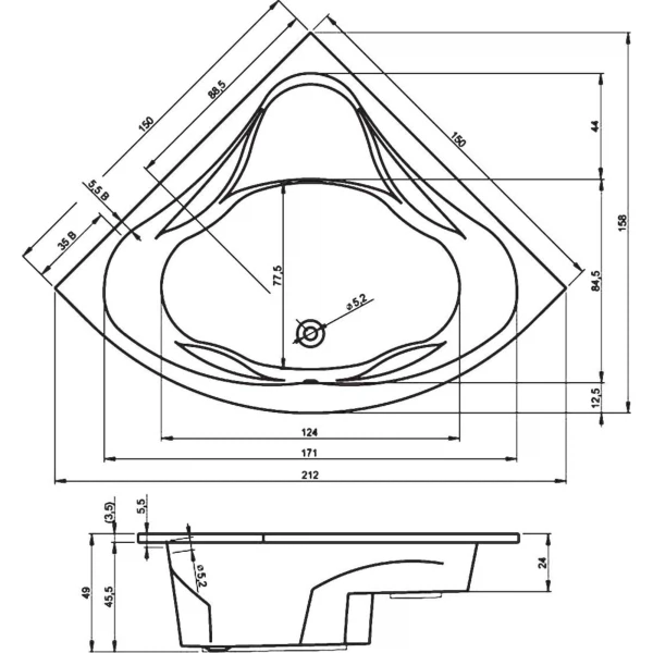 

ванна акриловая riho neo 150x150 угловая b077001005