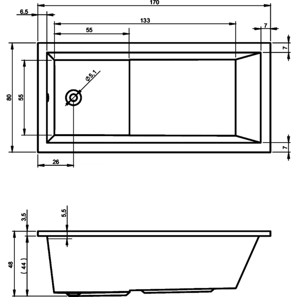 Фото Ванна акриловая riho lusso plus 170x80 b006001005