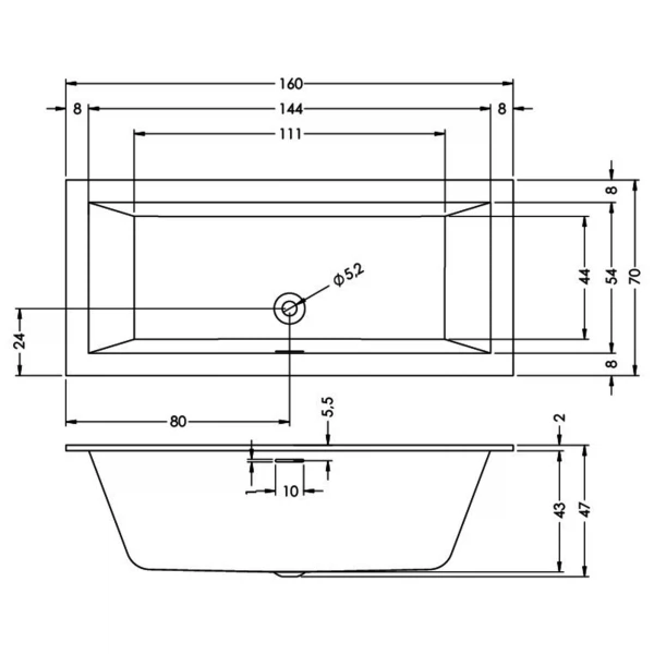 Фото Ванна акриловая riho rething cubic 160x70 b104001005
