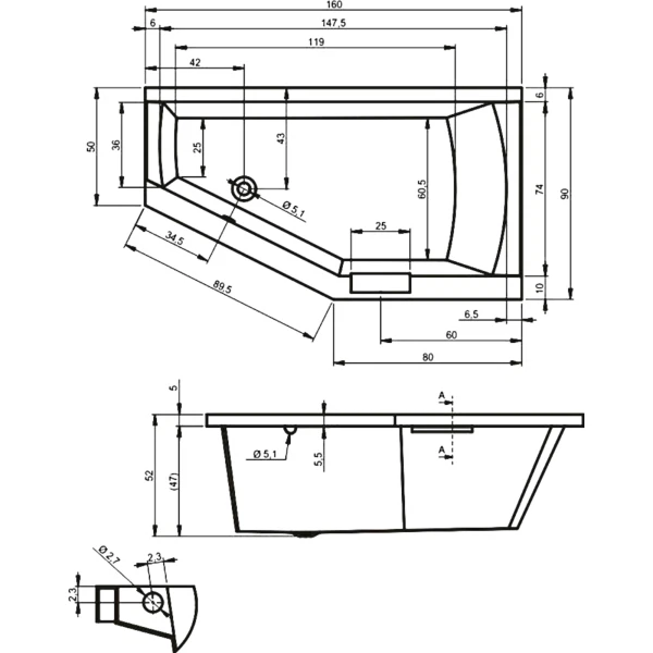 Фото Ванна акриловая riho geta 160x90 левая b030001005