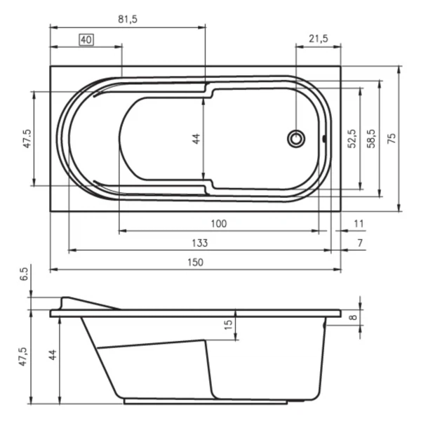 

ванна акриловая riho columbia 150x75 b002001005