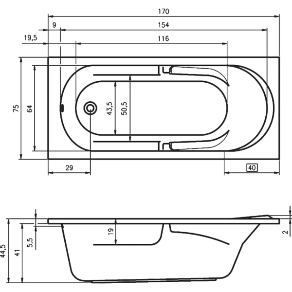 Фото Ванна акриловая riho future 170x75 b073001005