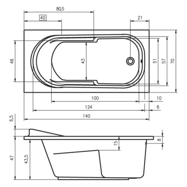 Фото Ванна акриловая riho columbia 140x70 b004001005