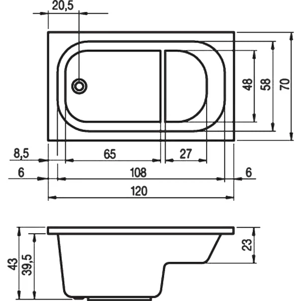 Фото Ванна акриловая riho petit 120x70 b149001005
