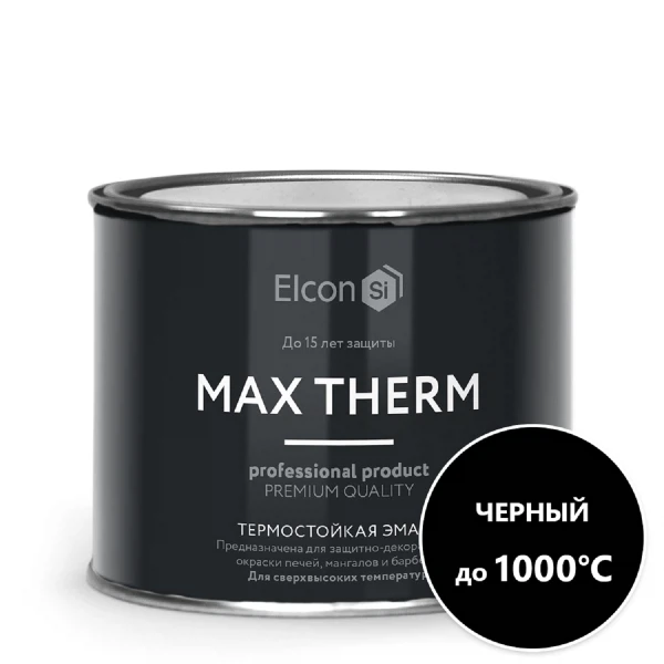 Эмаль термостойкая elcon черная 1000 градусов 0,4кг