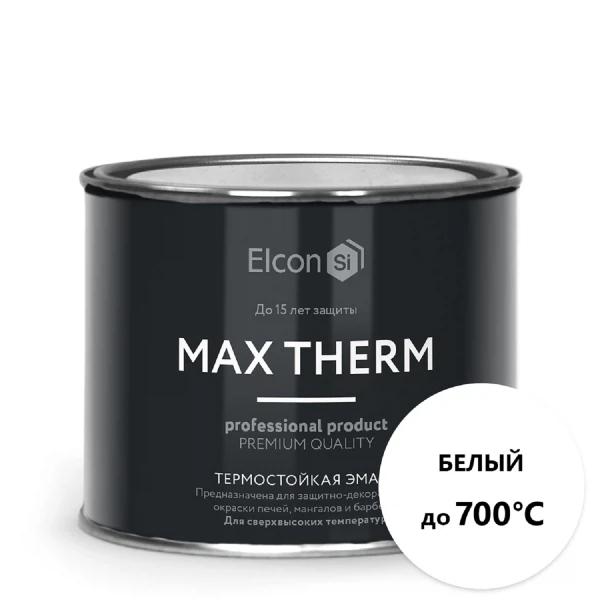 Эмаль термостойкая elcon белая 700 градусов 0,4кг