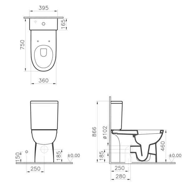 унитаз-компакт напольный vitra conforma для людей с огр.возм. 9832b003-7204
