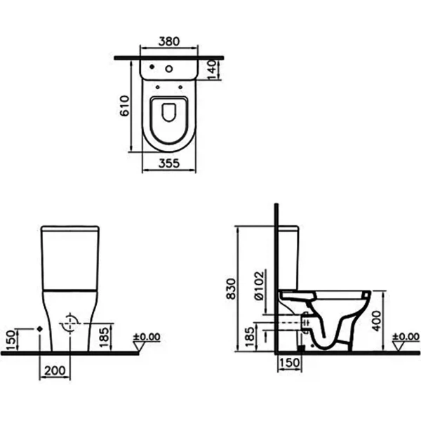 Фото Унитаз-компакт напольный vitra zentrum open-back с сиденьем 9012b003-7204
