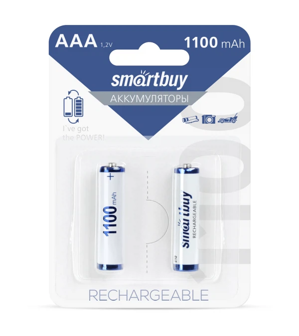 

батарейка аккумуляторная (ааа ni-mh, 1,2в, 1100мач) smartbuy 2шт sbbr-3a02bl1100