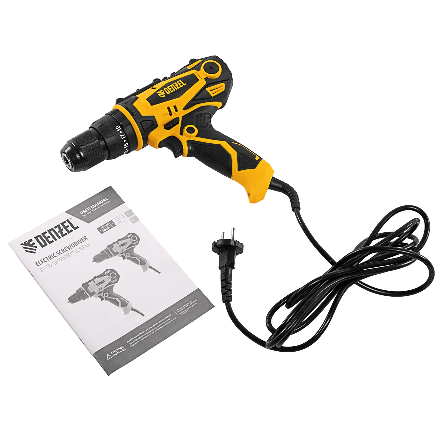 Изображение товара Дрель-шуруповерт сетевой ударный Denzel ISD-300-13 полупрофессиональная