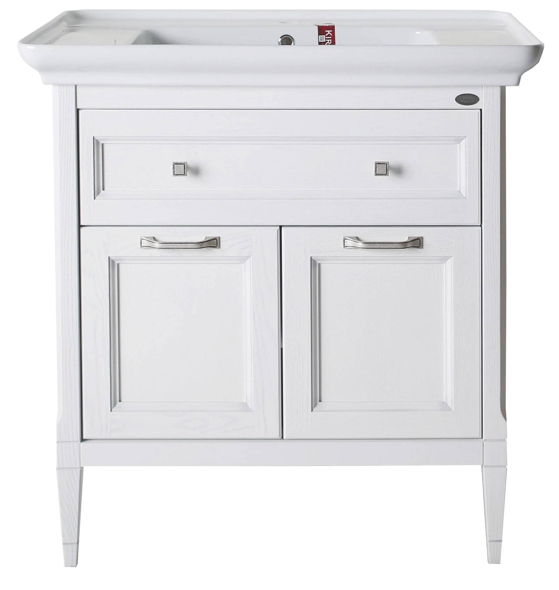 Изображение товара Тумба с раковиной для ванной комнаты ASB-Woodline Гранда 85, массив ясеня, белая керамика