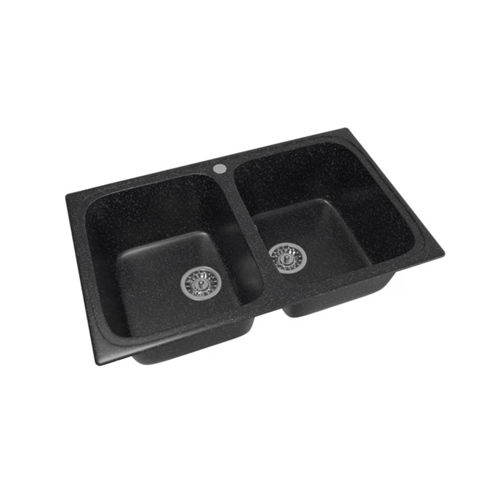 Изображение товара Кухонная врезная мойка Mixline ML-GM23 из искусственного мрамора черная 770х500мм