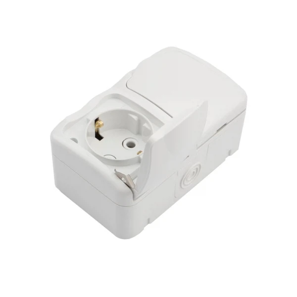 

розетка штепсельная (открытая, 2 поста, белая, с/з) kranz mini og, kr-78-0607, Белый