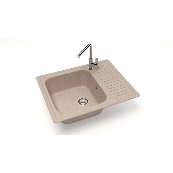 

мойка кухонная мраморная glanz 63,5х49 песочный j-015-34, Бежевый