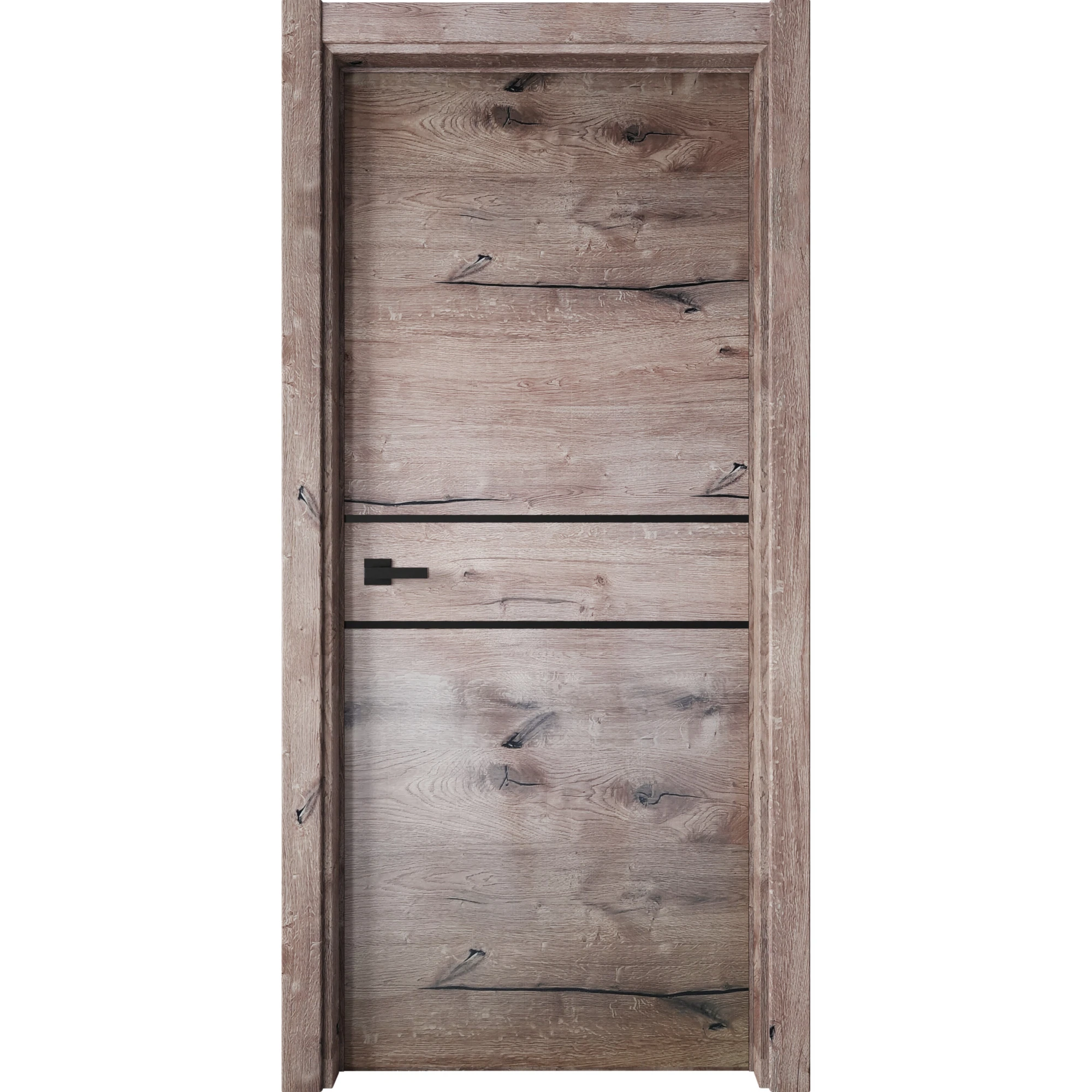 Изображение товара Межкомнатная дверь Line 2 канадский дуб Пацифик горизонт со стеклом 80x200 см