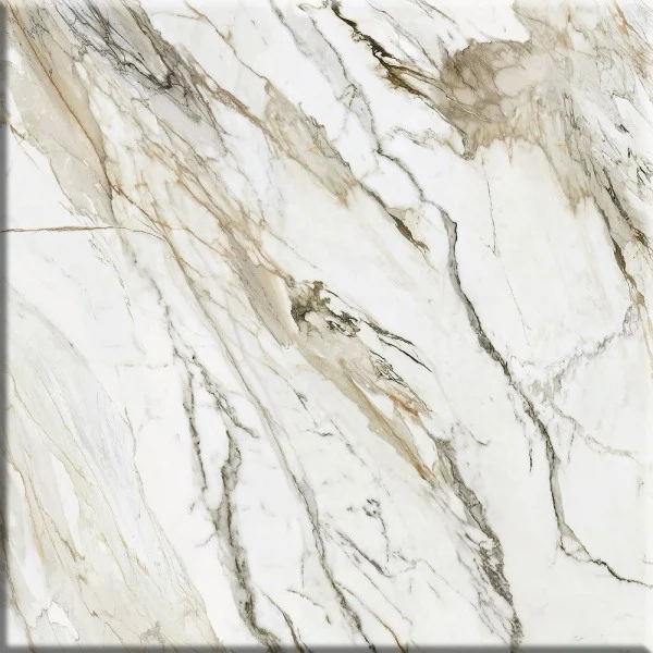Изображение товара Напольная плитка Belani Glamour белая 41,8x41,8 см мраморный узор