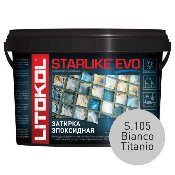 

затирка эпоксидная litokol starlike evo, цвет серый s.105, 5 кг