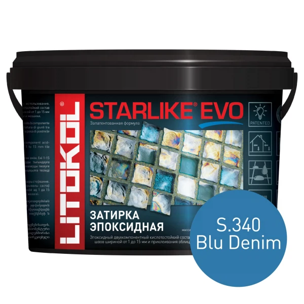 

затирка эпоксидная litokol starlike evo, цвет синий s.340, 5 кг