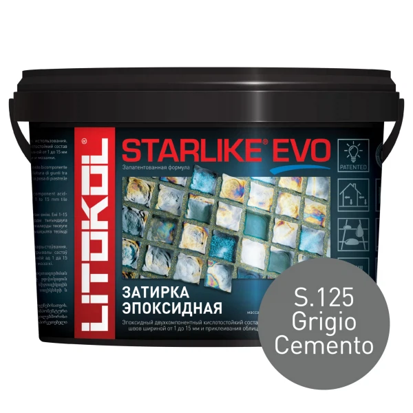 

затирка эпоксидная litokol starlike evo, цвет серый s.125, 2,5 кг