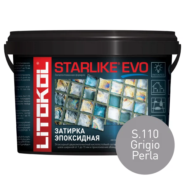 

затирка эпоксидная litokol starlike evo, цвет серый s.110, 2,5 кг