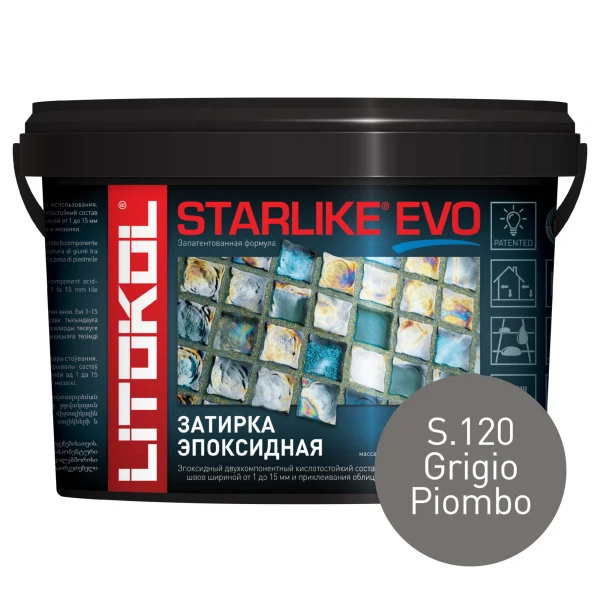 

затирка эпоксидная litokol starlike evo, цвет серый s.120, 2,5 кг