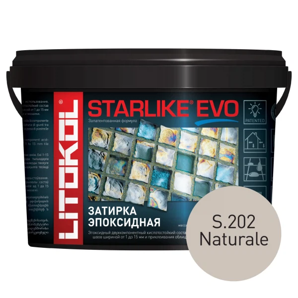 

затирка эпоксидная litokol starlike evo naturale, цвет серый s.202, 2,5 кг