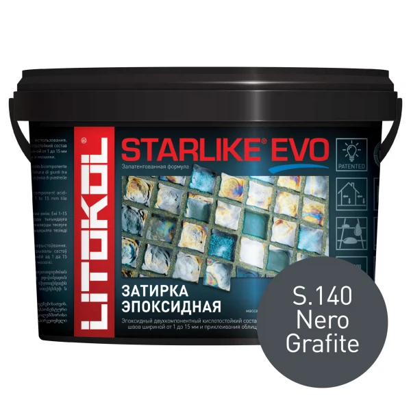 

затирка эпоксидная litokol starlike evo, цвет серый s.140, 2,5 кг