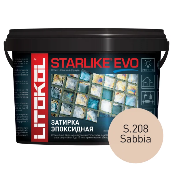 

затирка эпоксидная litokol starlike evo, цвет бежевый s.208, 2,5 кг, Бежевая